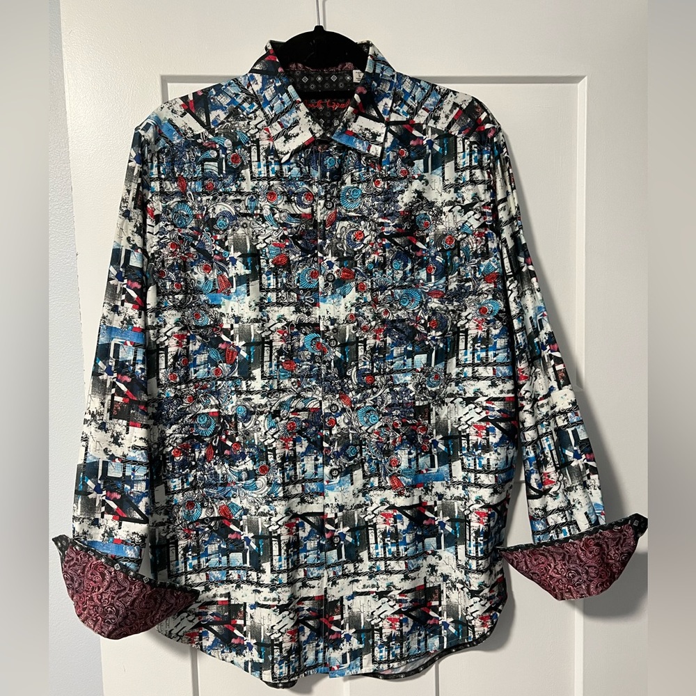 Robert graham white peacock design button down